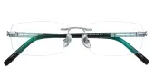 Rectangle Eyeglasses, Rimless Frame Silver Titanium - RM0289