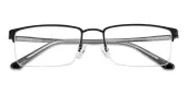 Rectangle Eyeglasses, Half Frame Black Metal - SM0897
