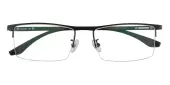 Rectangle|Browline Eyeglasses, Half Frame Black Metal - SM0903