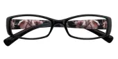 Rectangle Eyeglasses, Full Frame Black/Floral TR90 - FP2149