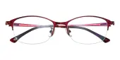 Oval Eyeglasses, Half Frame Red Metal - SM0906
