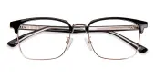 Rectangle|Browline Eyeglasses, Full Frame Black/Golden Plastic - FP2185