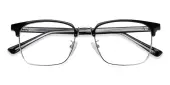 Rectangle|Browline Eyeglasses, Full Frame Black/Silver Plastic - FP2186