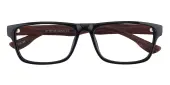 Rectangle Eyeglasses, Full Frame Black/Chocolate Plastic - FP0989