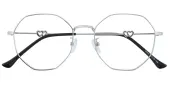 Polygon Eyeglasses, Full Frame Silver Metal - FM1609