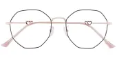 Polygon Eyeglasses, Full Frame Black Metal - FM1610