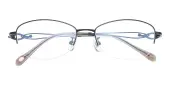 Oval Eyeglasses, Half Frame Black Metal - SM0921
