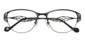 Cat Eye Eyeglasses, Full Frame Black Metal - FM1613