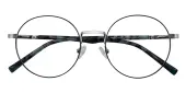 Round Eyeglasses, Full Frame Black/Silver Metal - FM1633