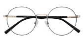 Round Eyeglasses, Full Frame Black Metal - FM1634
