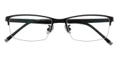 Rectangle Eyeglasses, Half Frame Black Metal - SM0787