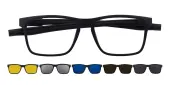 Rectangle Eyeglasses, Full Frame MBlack TR90 - FP2421