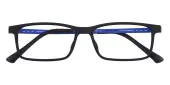 Rectangle Eyeglasses, Full Frame Black TR90|Metal - FP2217