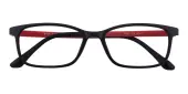 Rectangle Eyeglasses, Full Frame Black/Red TR90 - FP1978