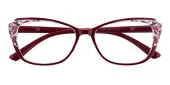 Cat Eye Eyeglasses, Full Frame Red TR90 - FP1919
