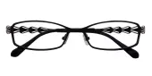 Oval Eyeglasses, Full Frame Black Metal - FM1637