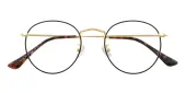 Round Eyeglasses, Full Frame Black Metal - FM1666