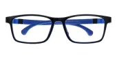 Rectangle Eyeglasses, Full Frame Black/Blue TR90|Silica-gel - FP2490