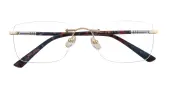 Rectangle Eyeglasses, Rimless Frame Tortoise Metal|TR90 - RM0310