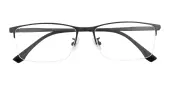 Rectangle Eyeglasses, Half Frame Black Titanium - ST0273