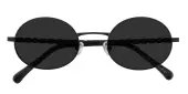 Oval Sunglasses, Full Frame Black Metal - SUP1342