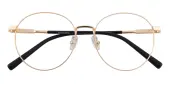 Round Eyeglasses, Full Frame Golden Metal - FM1790