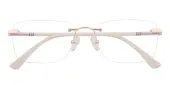 Rectangle Eyeglasses, Rimless Frame Golden Metal|TR90 - RM0322