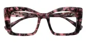 Cat Eye Eyeglasses, Full Frame Floral Plastic - FZ1987