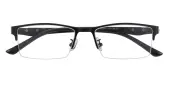 Rectangle Eyeglasses, Half Frame Black Metal - SM0945