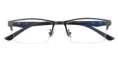 Rectangle Eyeglasses, Half Frame Gunmetal Metal - SM0946