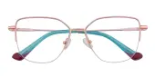 Cat Eye Eyeglasses, Half Frame Rose Gold Metal - SM0948
