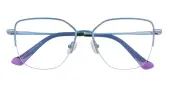 Cat Eye Eyeglasses, Half Frame Blue Metal - SM0949