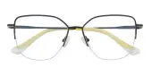 Cat Eye Eyeglasses, Half Frame Black Metal - SM0950