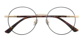 Round Eyeglasses, Full Frame Black Metal|TR90 - FM1815