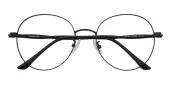 Round Eyeglasses, Full Frame Black Metal - FM1834