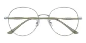 Round Eyeglasses, Full Frame Green Metal - FM1835