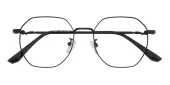 Polygon Eyeglasses, Full Frame Black Metal - FM1839