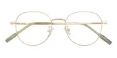 Round Eyeglasses, Full Frame Golden Metal - FM1844