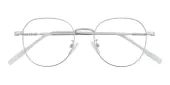 Round Eyeglasses, Full Frame Silver Metal - FM1845