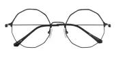 Round Eyeglasses, Full Frame Black Metal - FM1850