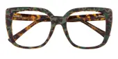 Cat Eye|Square Eyeglasses, Full Frame Green Tortoise TR90 - FP2729