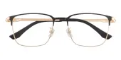 Rectangle Eyeglasses, Full Frame Black/Golden Titanium - FT0660
