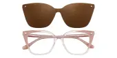 Cat Eye Eyeglasses, Full Frame Crystal/Pink Plastic - FZ2102