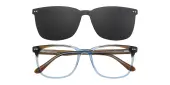 Rectangle Eyeglasses, Full Frame Blue/Brown Plastic - FZ2104