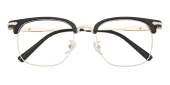 Rectangle|Browline Eyeglasses, Full Frame Black/Golden Plastic - FZ2045