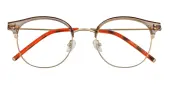 Round|Browline Eyeglasses, Full Frame Brown Metal|TR90 - FP2639