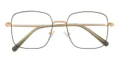 Square Eyeglasses, Full Frame Black/Golden Metal - FM1854