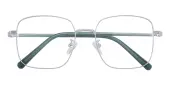 Square Eyeglasses, Full Frame Silver Metal - FM1855