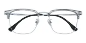 Rectangle|Browline Eyeglasses, Full Frame Gray Metal|TR90 - FM1858