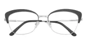 Cat Eye Eyeglasses, Full Frame Black/Silver Metal - FM1861